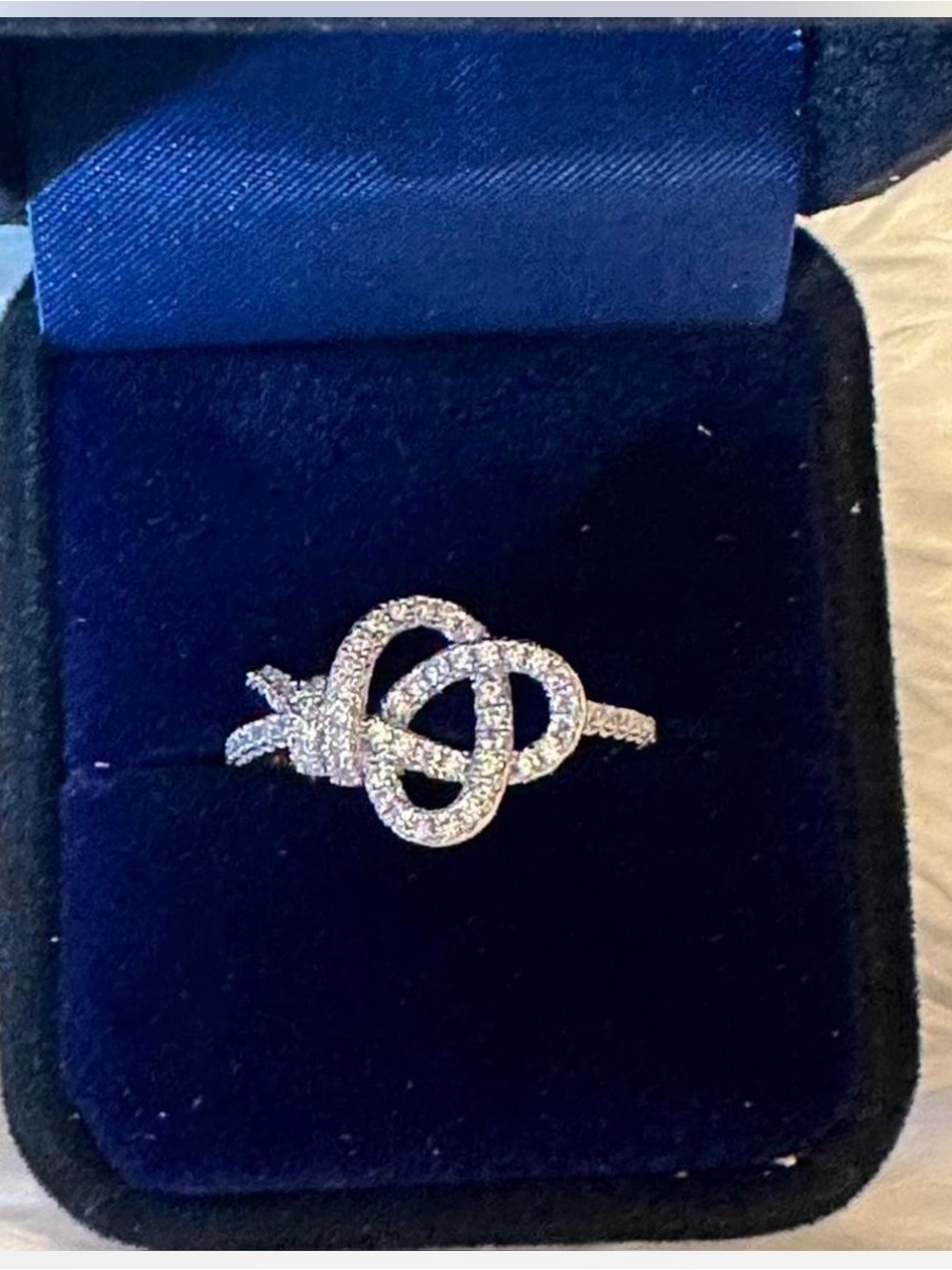 Silver Knot Ring - Sparkling Women's Ring - Picture 2 of 4